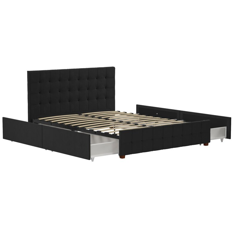 Cosmoliving By Cosmopolitan Elizabeth Tufted Upholstered Low Profile Storage Platform Bed